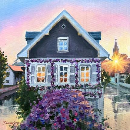 Peinture Sunset in Strasbourg par Pigni Diana | Tableau Impressionnisme Huile Architecture, Paysages, Urbain
