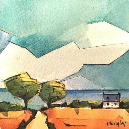 Peinture Vue sur mer  par Langlois Jean-Luc | Tableau Figuratif Aquarelle Marine