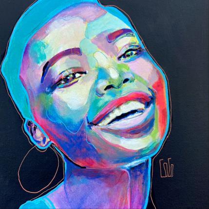 Peinture Conversations Silencieuses : Bluesourire  par Coco | Tableau Figuratif Acrylique Portraits