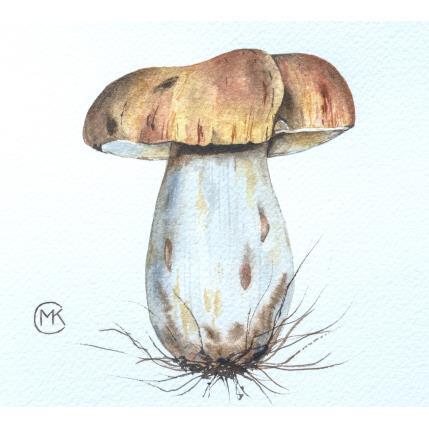 Peinture Cèpe de Bordeaux par Kuprina Carle Maria | Tableau Figuratif Aquarelle Minimaliste, Nature