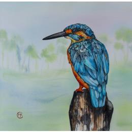 Pintura Le roi des pêcheurs por Kuprina Carle Maria | Pintura Figurative Watercolor Nature