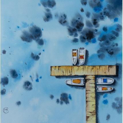 Peinture Un effet turquoise par Kuprina Carle Maria | Tableau Figuratif Aquarelle Marine, Minimaliste