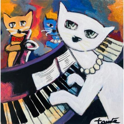 Peinture Perle au piano  par Fauve | Tableau Figuratif Acrylique Animaux, Scènes de vie