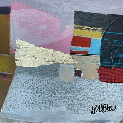 Peinture L'entrée cachée par Lau Blou | Tableau Abstrait Acrylique, Carton, Collage, Feuille d'or, Papier