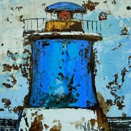 Pintura Faro azul 2 por Villanueva Puigdelliura Natalia | Pintura Figurative Oil Marine