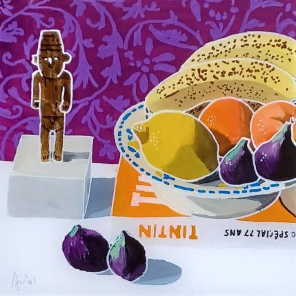 Peinture Tintin fait son marché par Auriol Philippe | Tableau Figuratif Acrylique, Plexiglas, Posca Natures mortes