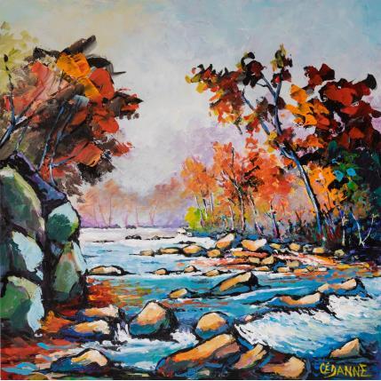 Peinture Soleil du matin en automne par Cédanne | Tableau Figuratif Acrylique, Huile Paysages