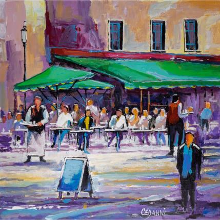 Peinture Les garçons de café par Cédanne | Tableau Figuratif Acrylique, Huile Paysages, Scènes de vie, Urbain
