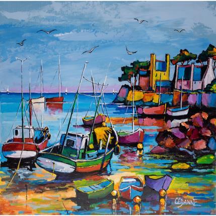 Peinture Le petit port par Cédanne | Tableau Figuratif Acrylique, Huile Marine, Paysages