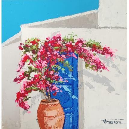 Peinture BUGANVILLA MEDITERRÁNEA par Escobar Francesca | Tableau Figuratif Acrylique, Bois Marine