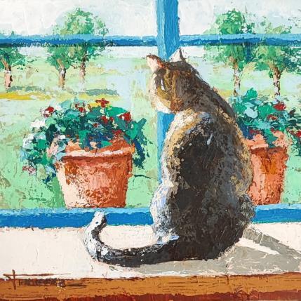 Peinture VISTAS AL JARDÍN par Escobar Francesca | Tableau Figuratif Acrylique, Bois Animaux