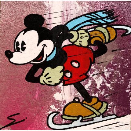 Peinture Skiing with Mickey par Mestres Sergi | Tableau Pop-art Acrylique, Graffiti Icones Pop