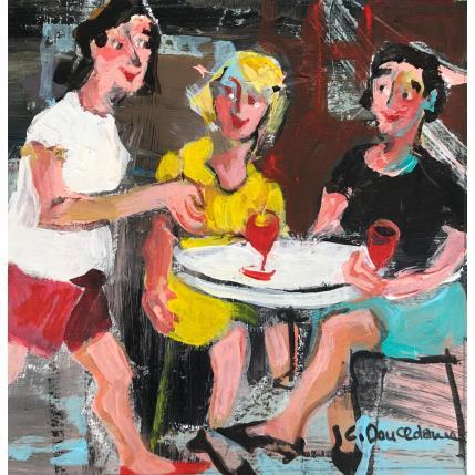 Peinture Un verre avec nous ? par Doucedame Christine | Tableau Figuratif Acrylique Scènes de vie