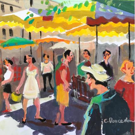 Peinture Le marché par Doucedame Christine | Tableau Figuratif Acrylique Scènes de vie