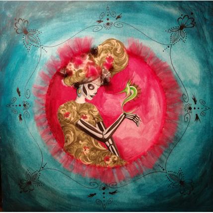 Painting Il Rusalkino verde è la Santa Muerte by Nai | Painting Surrealism Acrylic, Gluing Animals, Life style, Nature