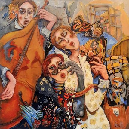 Peinture Lunch with music  par Garilli Nicole | Tableau Figuratif Encre Scènes de vie