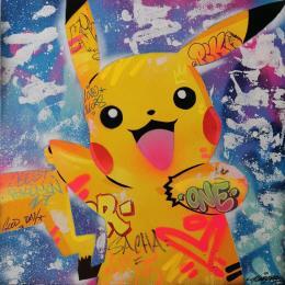 Painting Hello Pikachu by Kedarone | Painting Pop-art Acrylic, Graffiti Pop icons