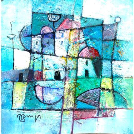 Peinture AM76  PAYSAGE BLEU par Burgi Roger | Tableau Figuratif Acrylique Marine, Paysages