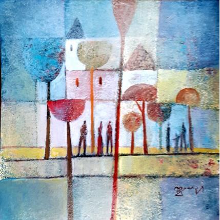 Peinture AO78  LA PROMENADE par Burgi Roger | Tableau Figuratif Acrylique