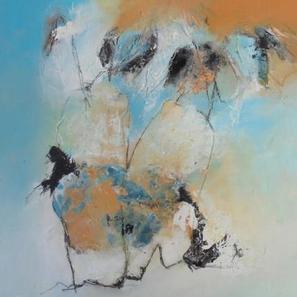 Peinture Fleurs de bohème 2 par Han | Tableau Abstrait Acrylique, Collage Nature