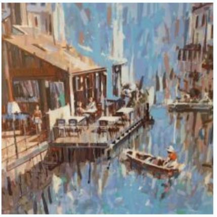 Peinture LES BATELIERS COLMAR par Heaton Rudyard | Tableau Figuratif Acrylique, Huile