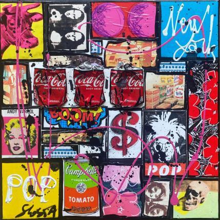 Peinture POP NY par Costa Sophie | Tableau Pop-art Acrylique, Collage, Upcycling Icones Pop