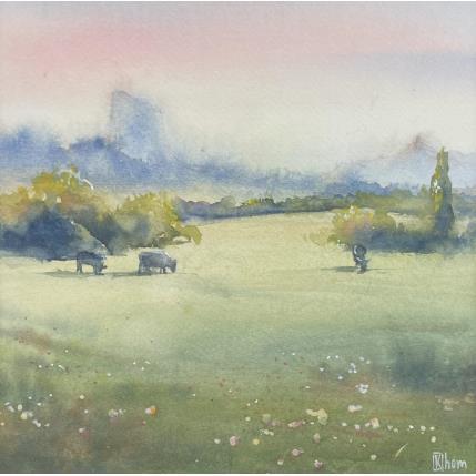 Peinture Morning in the Mountains par Lida Khomykova | Tableau Figuratif Aquarelle