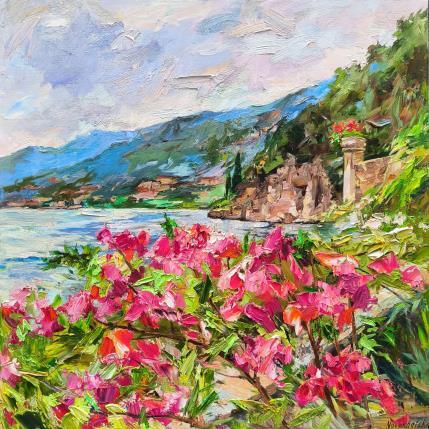 Peinture Lac de Côme par Novokhatska Olga | Tableau Figuratif Huile Nature, Paysages