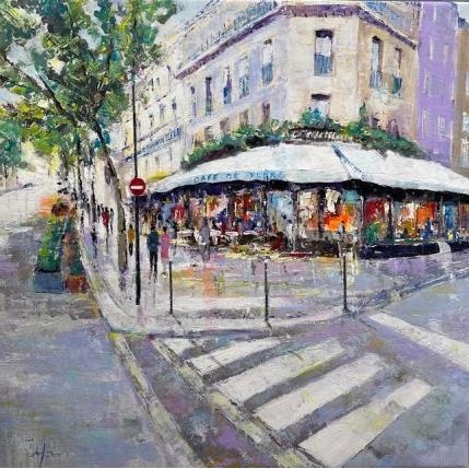 Peinture Café de Flore par Yavru Irfan | Tableau Figuratif Huile