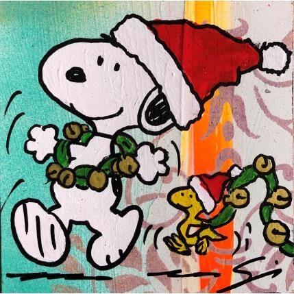 Peinture HAPPY XMAS SNOOPY  par Mestres Sergi | Tableau Pop-art Acrylique, Graffiti Icones Pop