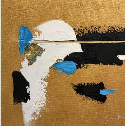Peinture En bleu et or par Gaultier Dominique | Tableau Abstrait Huile Minimaliste