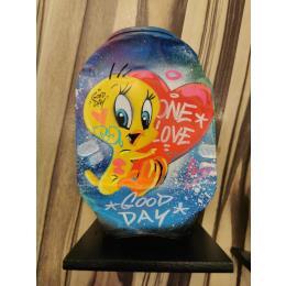 Sculpture Titi one love  par Kedarone | Sculpture Pop-art Acrylique, Graffiti Icones Pop