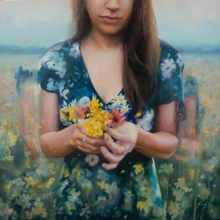 Peinture Les fleurs sauvages par Jung François | Tableau Figuratif Huile Scènes de vie