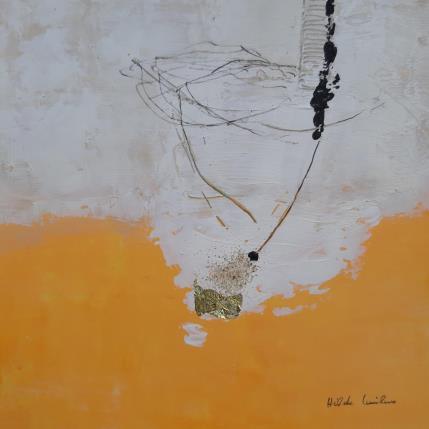 Painting abstract yellow A 58 by Wilms Hilde | Painting Abstract Acrylic, Gluing, Gold leaf