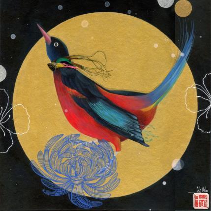 Peinture FULL MOON RAINBOW par Rebeyre Catherine | Tableau Art naïf Acrylique