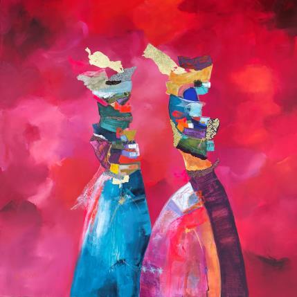 Peinture Divinités par Lau Blou | Tableau Abstrait Acrylique, Collage, Feuille d'or, Papier, Pastel