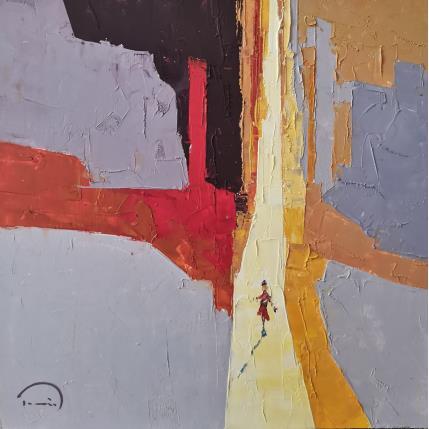 Peinture La rue multicolore par Tomàs | Tableau Abstrait Huile Scènes de vie, Urbain