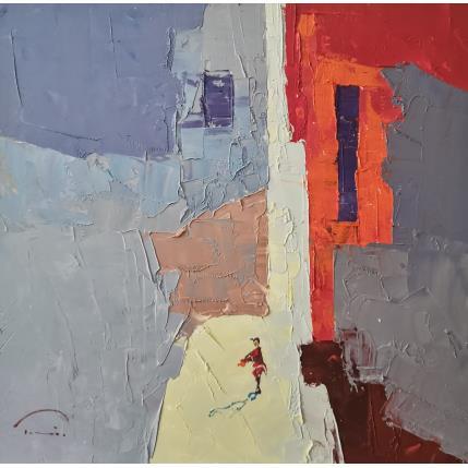 Peinture Rue gris par Tomàs | Tableau Abstrait Huile Scènes de vie, Urbain