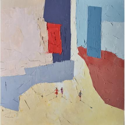 Peinture Une promenade tranquille par Tomàs | Tableau Abstrait Huile Scènes de vie, Urbain