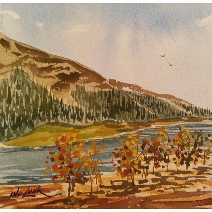 Peinture Après midi à la rivière  par De León Lévi Marcelo | Tableau Figuratif Aquarelle Urbain