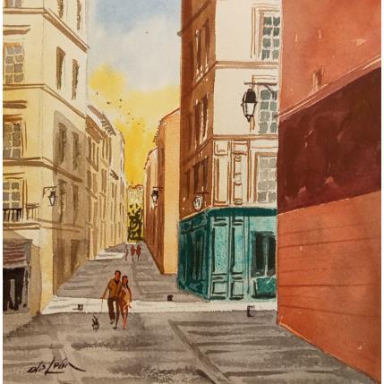 Peinture Les lumières,les ombres et nous trois par De León Lévi Marcelo | Tableau Figuratif Aquarelle Urbain