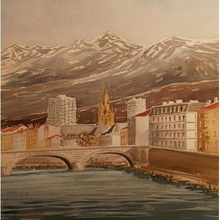 Peinture Montagnes gardant la Ville  par De León Lévi Marcelo | Tableau Figuratif Aquarelle Urbain