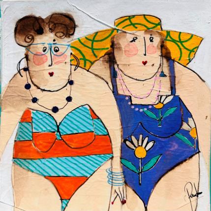 Peinture Jeanette Louise par Colombo Cécile | Tableau Figuratif Acrylique, Aquarelle, Collage, Encre, Pastel Portraits, Scènes de vie