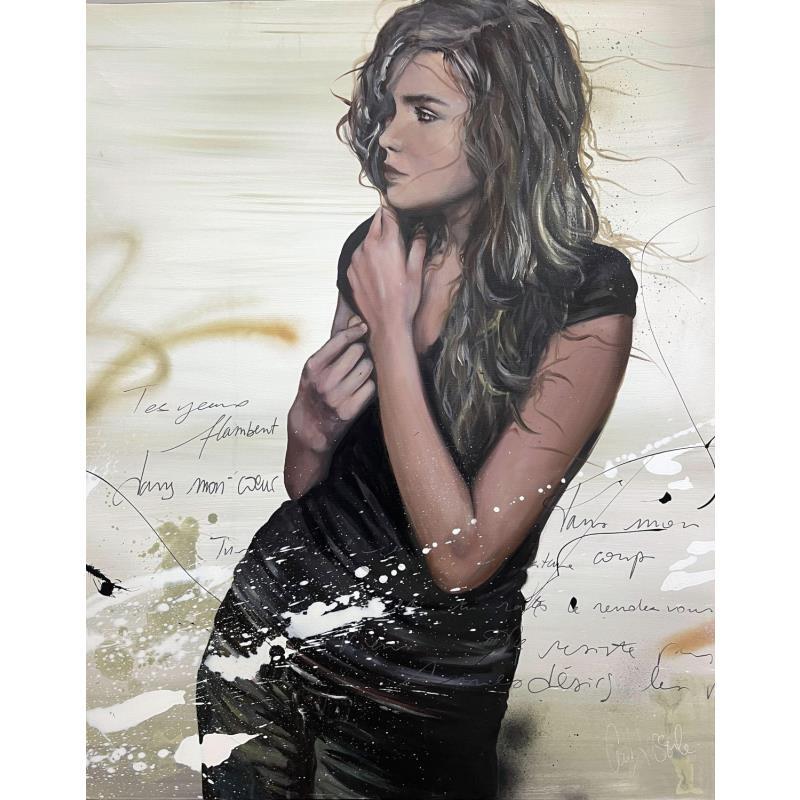 Peinture Cœur flambant par Desserle Cecile | Tableau Figuratif Huile Portraits