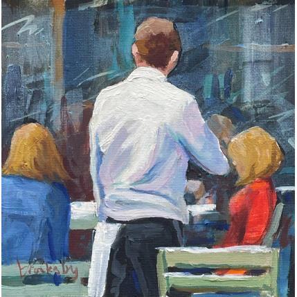 Peinture l'Apéro Arrive par Brooksby | Tableau Figuratif Huile Scènes de vie