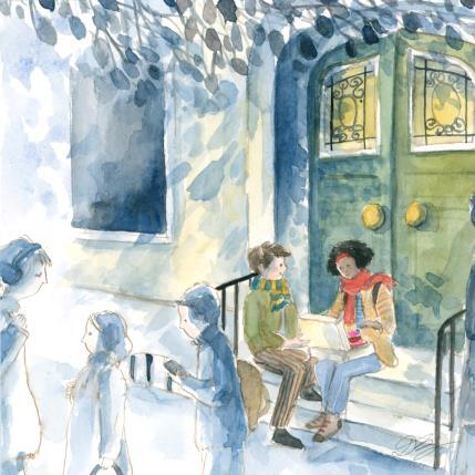 Peinture Le cadeau gourmand par Balme Delphine | Tableau Figuratif Aquarelle Scènes de vie