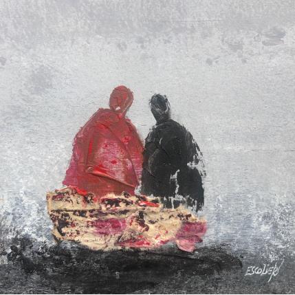 Peinture Lieu paisible par Escolier Odile | Tableau Figuratif Acrylique, Carton Minimaliste, Noir & blanc, Scènes de vie