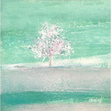 Peinture Sur fond de vert transparent par Escolier Odile | Tableau Figuratif Acrylique Minimaliste, Nature, Paysages
