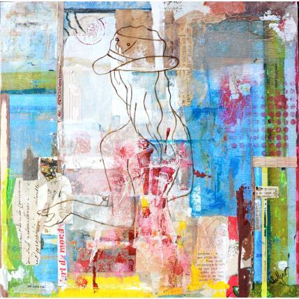 Peinture Rester ou partir par Sablyne | Tableau Art Singulier Acrylique, Bois, Carton, Collage, Encre, Feuille d'or, Graffiti, Papier, Pastel, Pigments, Textile, Upcycling Portraits, Scènes de vie, Société