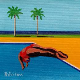 Painting Free dive by Trevisan Carlo | Painting Surrealism Oil Sport